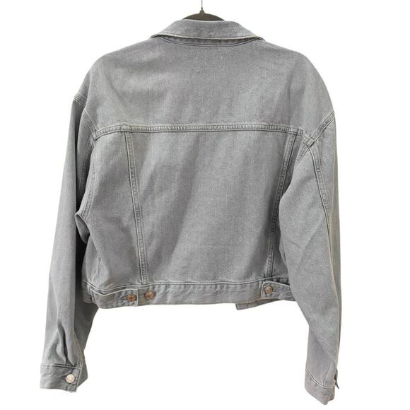 Rails Cropped Indigo Denim Jean Jacket in "Faded Blue Distress" Size Large - Picture 9 of 13